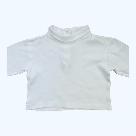 Petite Amy White Turtleneck Long Sleeve Top Girls 12 Months cotton snaps closure - Picture 2 of 7